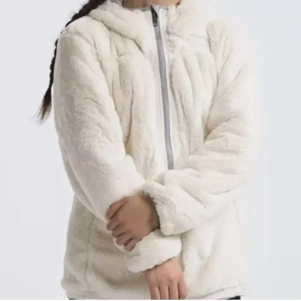 The North Face Girls Reversible Mossbud Swirl Metallic Gray Parka Jacket Size L